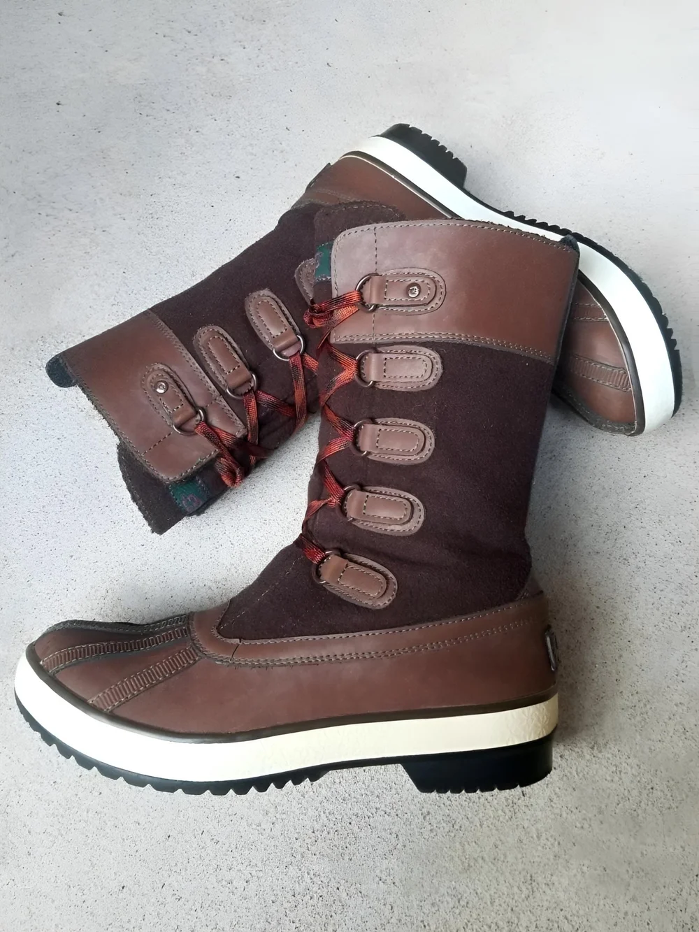 UGG Women's 7 Baroness Waterproof Duck Boots Chocolate Brown Leather Wool